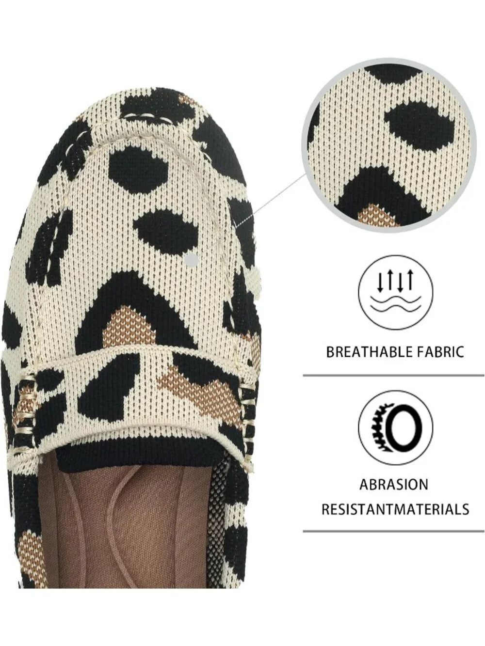 🆕Women's Leopard Lightweight Knitted Loafers Casual Flat Shoes Comfortable
